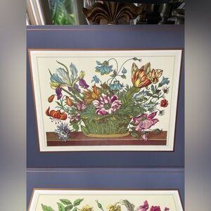 2 Pimpernel Floral Blue & white floral hard placemats Cork-Back vintage